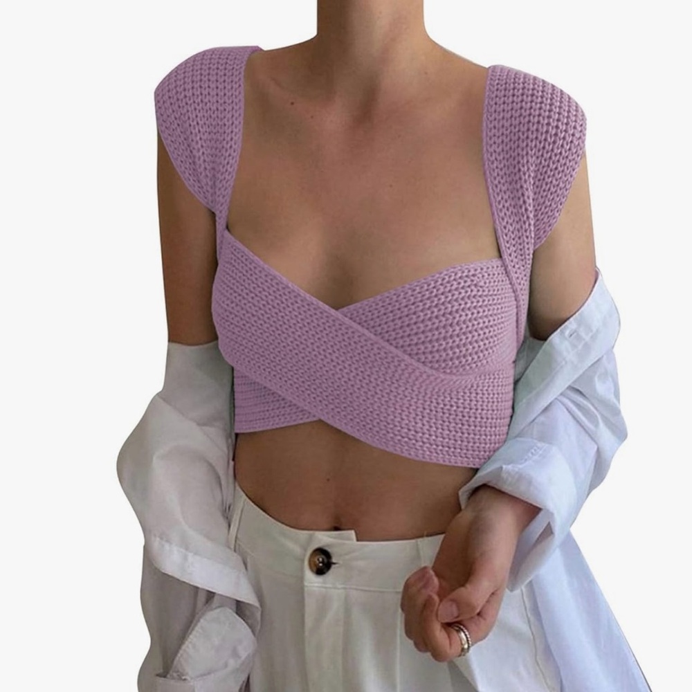 Wrap Around Strappy Crop Top Knit Multi Wear Sweater